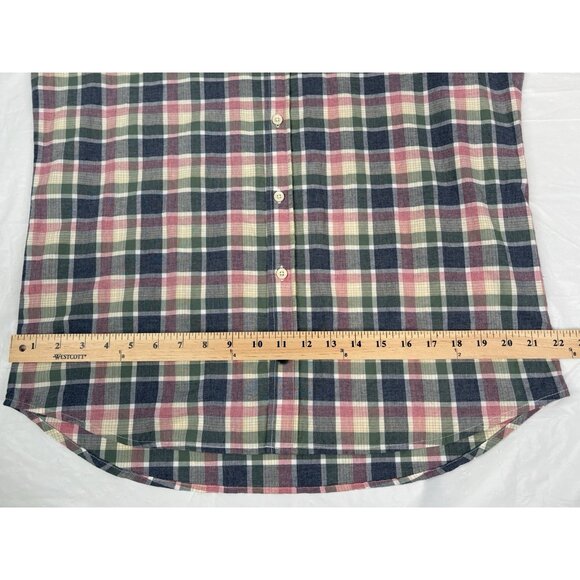 Taylor Stitch Plaid Organic Cotton Shirt Mens 42 Large Blue Rose Green Button Up - Picture 11 of 14